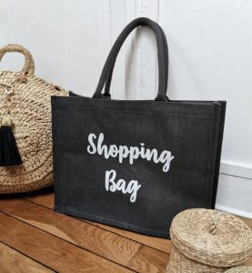 sac cabas noir personnalisable par l'Atelier Ryzou